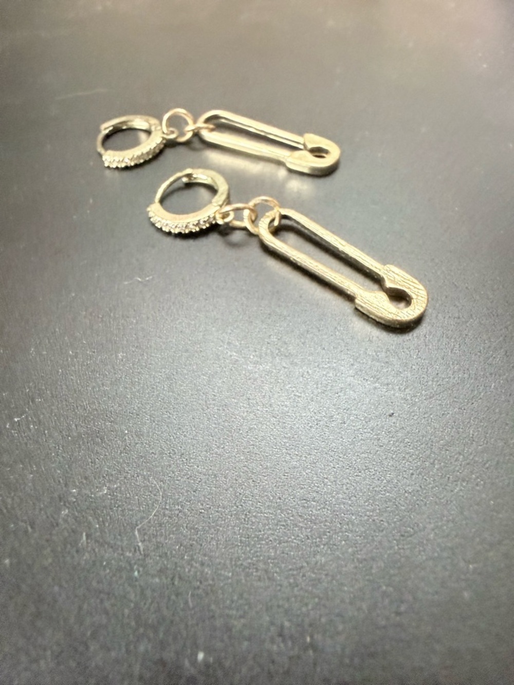 Gold Safety Pin Drop Hoop Earrings - Women Accessories
